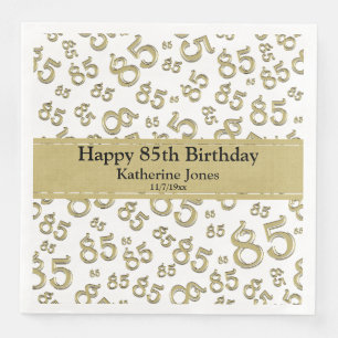 85. Geburtstag Zufallszahlenmuster Gold/Weiß Serviette