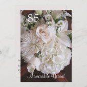 85 Geburtstagsfeier/elegante weiße Blume Einladung (Vorne/Hinten)