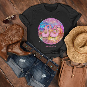 85. Geburtstagsfeier Gold Rosa Glitter Disco Kugel T-Shirt