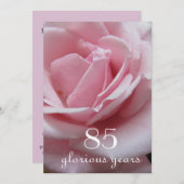 85. Geburtstagsfeier!-Hübsch Rosa Rose Einladung (Vorne/Hinten)