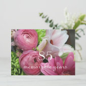 85. Geburtstagsfeier!-Hübsche rosa Blume Einladung (Stehend Vorderseite)