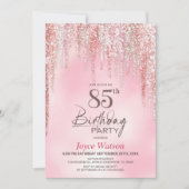 85. Geburtstagsfeier mit rosa Glitter Einladung (Vorderseite)