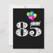 85. Geburtstagsparty Balloons auf schwarz Feiertagskarte (Vorderseite)