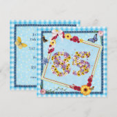 85. Geburtstagsparty Einladung Blume, Schmetterlin (Vorne/Hinten)