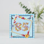 85. Geburtstagsparty Einladung Blume, Schmetterlin (Stehend Vorderseite)