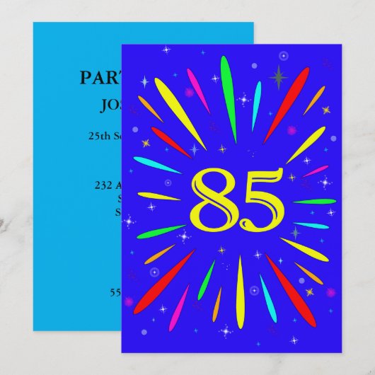 85. Geburtstagsparty Einladung Explosion (Vorne/Hinten)