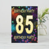 85. Geburtstagsparty Einladung Feuerwerk Blasen (Stehend Vorderseite)