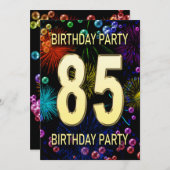 85. Geburtstagsparty Einladung Feuerwerk Blasen (Vorne/Hinten)