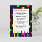 85. Geburtstagsparty Einladung Kerzen und Punkte (Stehend Vorderseite)
