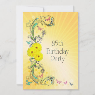 85. Geburtstagsparty Einladung mit gelben Blumen