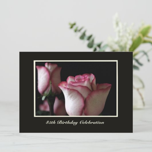 85. Geburtstagsparty Einladung Rose (Stehend Vorderseite)