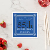 85. Geburtstagsparty Retro Frame Blue Paper Napkin Serviette (Beispiel)