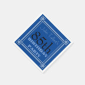 85. Geburtstagsparty Retro Frame Blue Paper Napkin Serviette (Ecke)