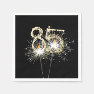 85. Geburtstagsparty Sparklers auf Black Serviette