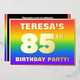 85. Geburtstagsparty: Spaß, farbenfrohe Regenbogen Folieneinladung