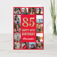 85. Happy Geburtstag Rot und Gold Foto Collage