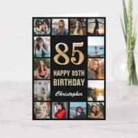 85. Happy Geburtstag Schwarz und Gold Foto Collage