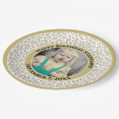 85 Ihr Foto Zufallszahlenmuster Gold/Weiß Pappteller (Schrägansicht)