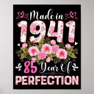 85 Jahre alte, hergestellt in 1941, Blumen 85. Geb Poster