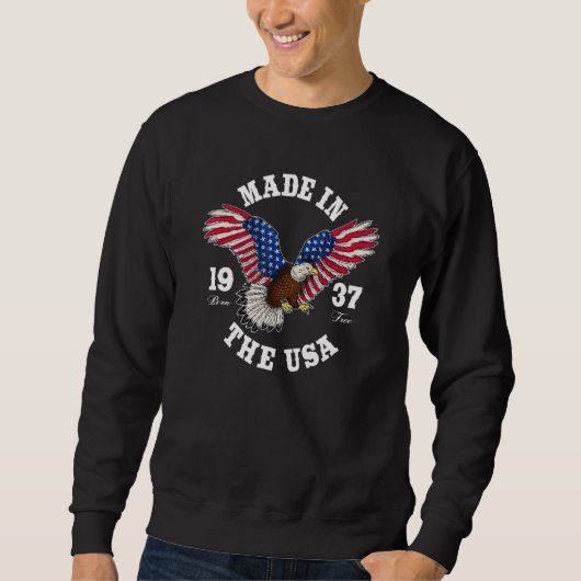 85 Jahre alter Patriotischer Adler USA Flagge 1937 Sweatshirt (Vorderseite)