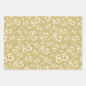 85. Meilenstein Geburtstag Gold/Weiße Zahlenmuster Geschenkpapier Set (Vorderseite 3)