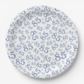 85. Party Random Number Pattern Blau/Weiß Pappteller (Vorderseite)