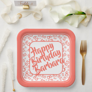 85. Party Random Number Pattern Coral/White Pappteller