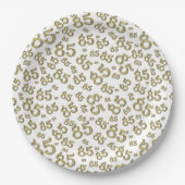 85. Party Random Number Pattern Gold/Weiß Pappteller (Vorderseite)