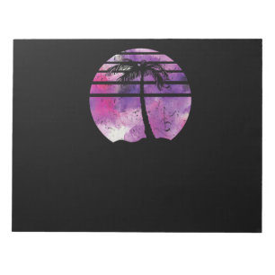85.Surfen Palm Tree Surfboard Sunset Palm Tree Wa Notizblock