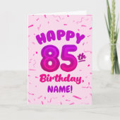 85th Balloon Number Custom Name Birthday Card Karte (Vorderseite)