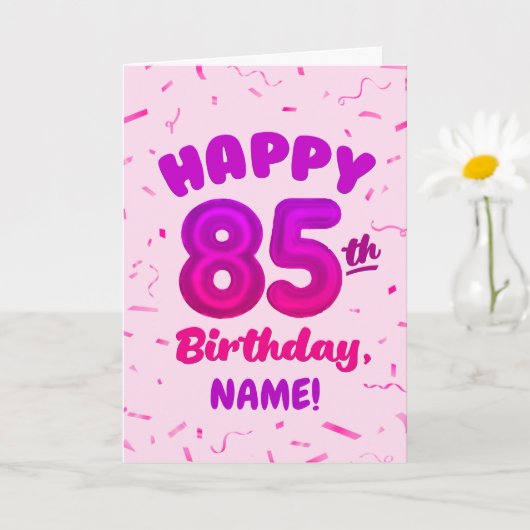 85th Balloon Number Custom Name Birthday Card Karte (Kleine Pflanze)