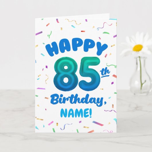 85th Balloon Number Custom Name Birthday Card Karte (Kleine Pflanze)