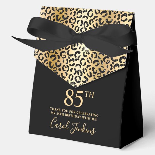 85th Birthday Gold Leopard Print Thank You  Geschenkschachtel (Vorderseite)