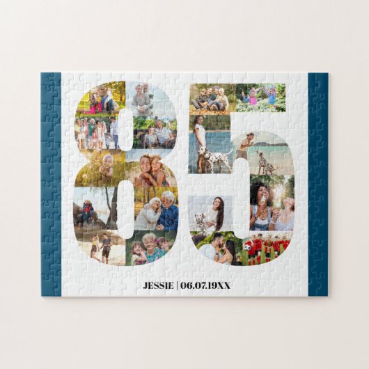 85th Birthday Number 85 Custom Photo Collage Puzzle (Horizontal)