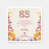85th Birthday Party - Elegant Floral Number 85 Serviette (Vorderseite)