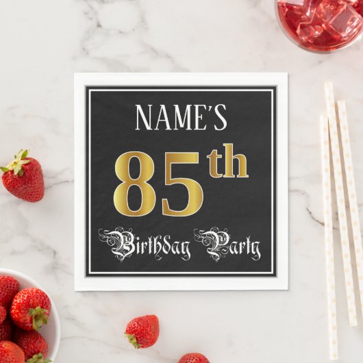 85th Birthday Party — Fancy Script, Faux Gold Look Serviette (Beispiel)