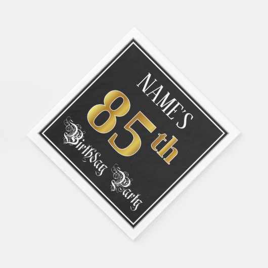 85th Birthday Party — Fancy Script, Faux Gold Look Serviette (Ecke)