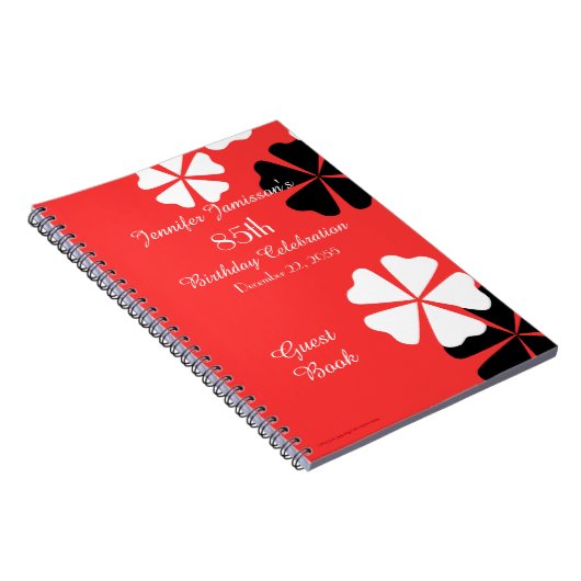 85th Birthday Party Guest Book Red/White Notebook Notizblock (Rechte Seite)