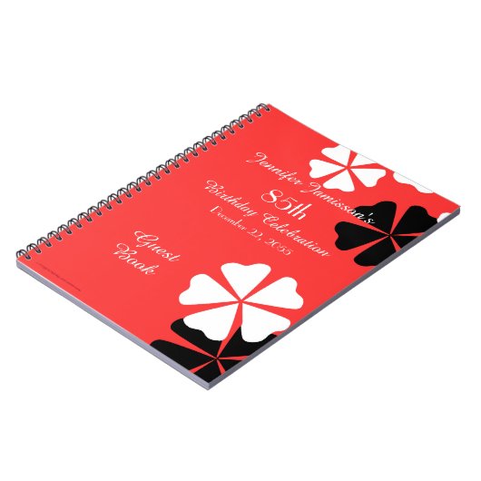 85th Birthday Party Guest Book Red/White Notebook Notizblock (Linke Seite)