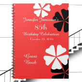 85th Birthday Party Guest Book Red/White Notebook Notizblock