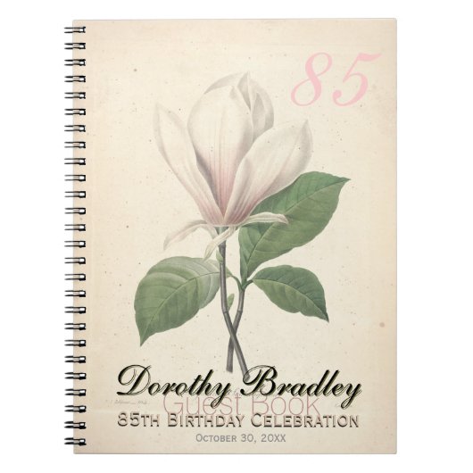 85th Birthday Party Magnolia Custom Guest Book Notizblock (Vorderseite)