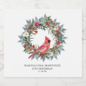 85th Birthday Party Red Cardinal Wreath Custom Schaumweinetikett (Einzelnes Label)