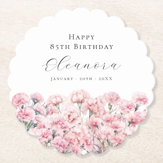 85th Birthday Pink Carnation January Birth Flower Untersetzer (Vorderseite)