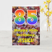 85th Geburtstag; Rustikales Herbst-Blätter; Karte (Gelbe Blume)