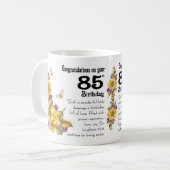 85th Geburtstags-gelbe Rose und Kaffeetasse (Vorderseite Links)