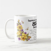 85th Geburtstags-gelbe Rose und Kaffeetasse (Links)