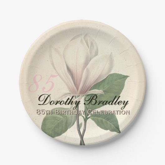 85th Geburtstags-Party-Vintager Pappteller (Vorderseite)