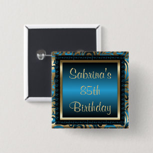 85th Text   des Geburtstags-Party-  DIY blau und Button