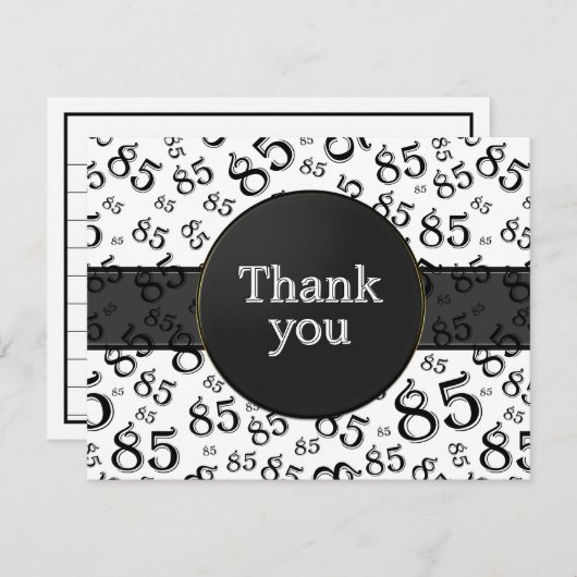 85th Thank You: Black/White Number Pattern (Vorne/Hinten)