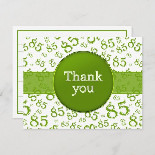 85th Thank You: Green/White Number Pattern (Vorne/Hinten)